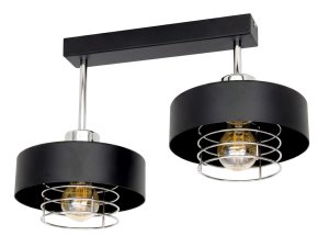 Czarna lampa listwa 2xE27 metalowa | Złoto/Srebro | Lampa sufitowa do sypialni i salonu | Polska produkcja