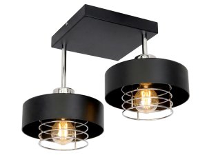 Czarna lampa plafon 2xE27 metalowy | Złoto/Srebro | Lampa sufitowa do sypialni i salonu | Polska produkcja