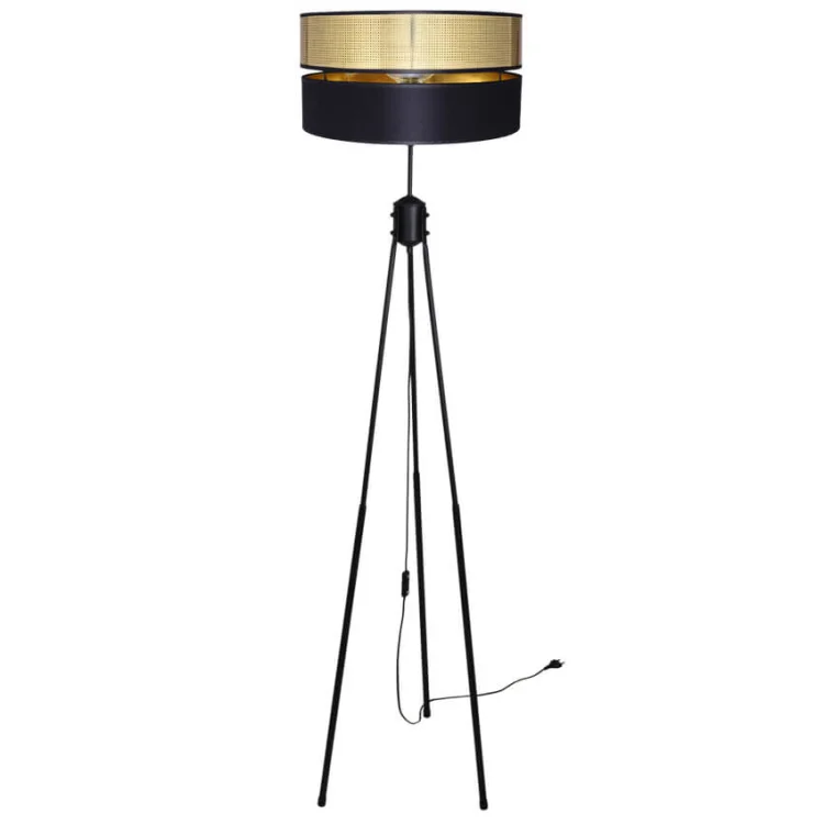 Lampa podłogowa Electra 7160/2-Z abażur czarny ze złotem