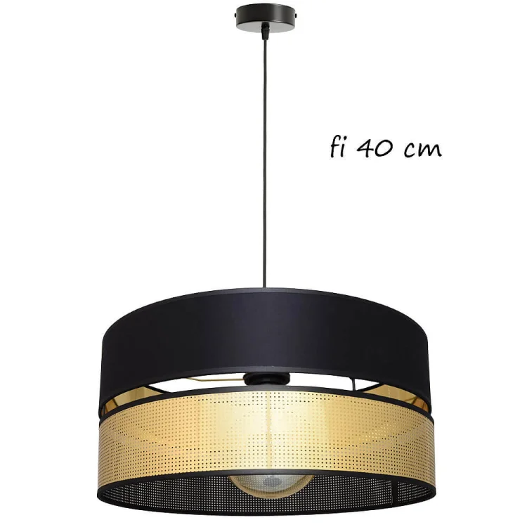 Lampa wisząca pająk Electra 7151/3-Z abażur czarny ze złotem fi 40 cm