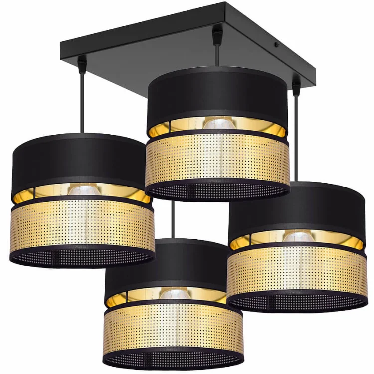 Lampa sufitowa Electra 7154-Z abażury czarne ze złotem