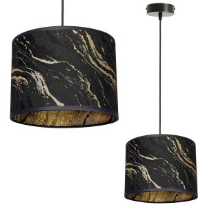 Lampa wisząca Lava Lux 1 czarno-złota | Designerski żyrandol z abażurem | Polski produkt do salonu i sypialni