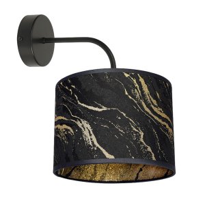Kinkiet Lava Lux czarno-złoty | Lampa ścienna z abażurem | Polski design do salonu, sypialni, korytarza