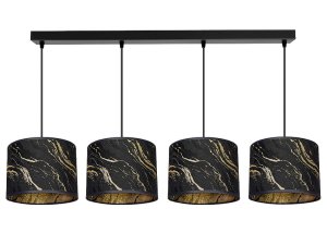 Lampa wisząca Lava Lux listwa 4 – czarno-złota | 4-punktowy żyrandol do salonu, jadalni, kuchni | Produkt polski