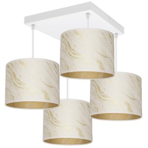 Lampa sufitowa żyrandol Lava Lux biało-beżowy ze złotym wnętrzem – 4-punktowa, elegancka lampa do salonu, sypialni, pokoju, hotelu
