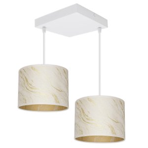Lampa sufitowa Lava Lux 2-punktowa żyrandol biało-złoty kwadratowa podstawa