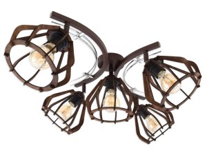 Nowoczesna lampa sufitowa Verona – metalowa oprawa, regulowane drewniane klosze