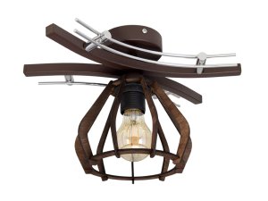 Lampa sufitowa Verona 1xE27 – plafon loft z drewnianym abażurem