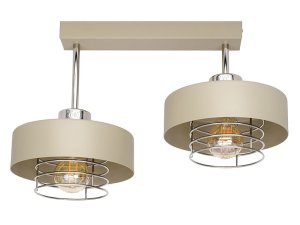 Beżowa lampa listwa 2xE27 metalowa | Złoto/Srebro/Miedź | Lampa sufitowa do sypialni i salonu | Polska produkcja