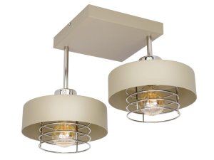 Beżowa lampa plafon 2xE27 metalowy | Złoto/Srebro/Miedź | Lampa sufitowa do sypialni i salonu | Polska produkcja