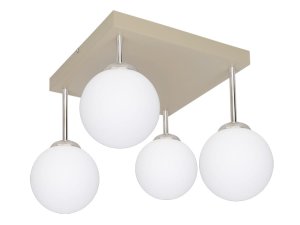 Lampa sufitowa kula 4-punktowa beżowa – szklane klosze | Plafon do sypialni, salonu, kuchni – polska produkcja