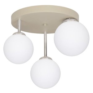 Lampa sufitowa kula 3-punktowa beżowa – szklane klosze | Plafon do salonu, sypialni, korytarza – polska produkcja