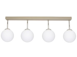 Lampa sufitowa listwa 4-punktowa kula – beżowa | Nowoczesny plafon z kloszami szklanymi – oświetlenie do salonu, kuchni, jadalni