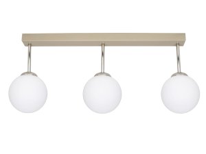 Lampa sufitowa listwa 3-punktowa kula – beżowa | Nowoczesny plafon z kloszami szklanymi – oświetlenie do salonu, kuchni, jadalni