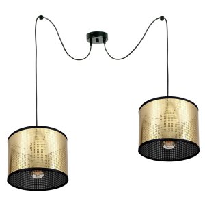 Lampa sufitowa Pająk 2 czarno-złota | Nowoczesny żyrandol 2-punktowy do salonu – Polska produkcja