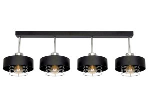 Lampa Sufitowa Listwa Loft Czarna ze złotem lub srebrem Maya 4-Punktowa nad Stó