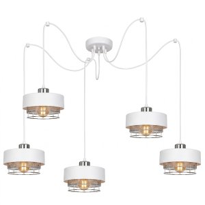 Lampa Wisząca Pająk 5-punktowa LUMINA – Loft, Metalowa z Siatką (Wybór Kolorów) 8650-BS