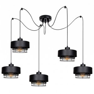 Lampa Wisząca Pająk 5-punktowa LUMINA – Loft, Metalowa z Siatką (Wybór Kolorów) 8650-CC