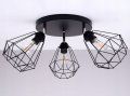 Lampa sufitowa plafon żyrandol 3 klosze druciak na przegubie