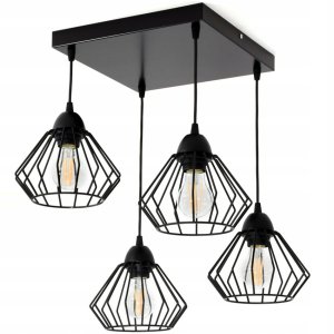 Lampa sufitowa Kali 4 klosze druciane z regulacją na kablu 1304k