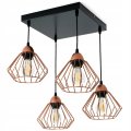 Stylowa lampa wisząca serii Kali TYP:1304-K, 4 abażury druciane brylant