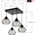 Stylowa lampa wisząca serii Kali TYP:1304-K, 4 abażury druciane brylant