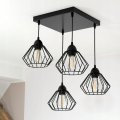 Stylowa lampa wisząca serii Kali TYP:1304-K, 4 abażury druciane brylant