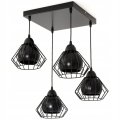 Stylowa lampa wisząca serii Gama TYP:1404-K, 4 abażury druciane brylant