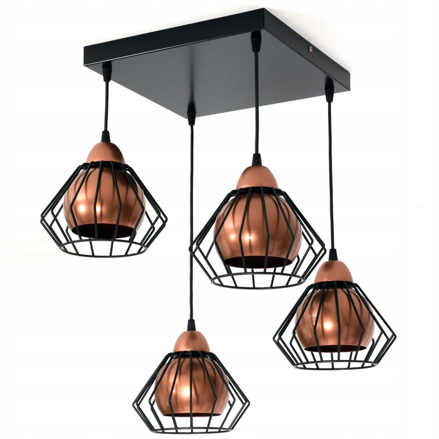 Stylowa lampa wisząca serii Gama TYP:1404-K, 4 abażury druciane brylant