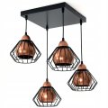 Stylowa lampa wisząca serii Gama TYP:1404-K, 4 abażury druciane brylant