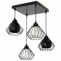Stylowa lampa wisząca serii Gama TYP:1404-K, 4 abażury druciane brylant