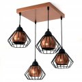 Stylowa lampa wisząca serii Gama TYP:1404-K, 4 abażury druciane brylant