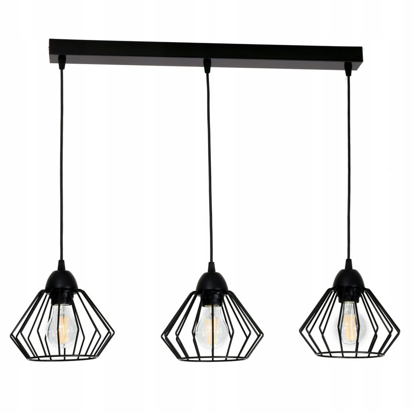 Stylowa lampa wisząca serii Kali TYP:1309-K, 3 abażury druciane brylant