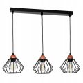 Stylowa lampa wisząca serii Kali TYP:1309-K, 3 abażury druciane brylant