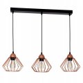 Stylowa lampa wisząca serii Kali TYP:1309-K, 3 abażury druciane brylant