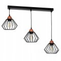 Stylowa lampa wisząca serii Kali TYP:1309-K, 3 abażury druciane brylant