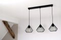Stylowa lampa wisząca serii Kali TYP:1309-K, 3 abażury druciane brylant