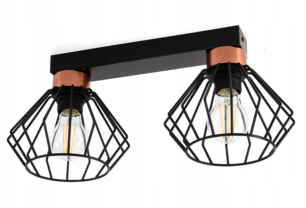 Stylowa lampa wisząca serii Rega TYP:1307, 2 abażury druciane brylant