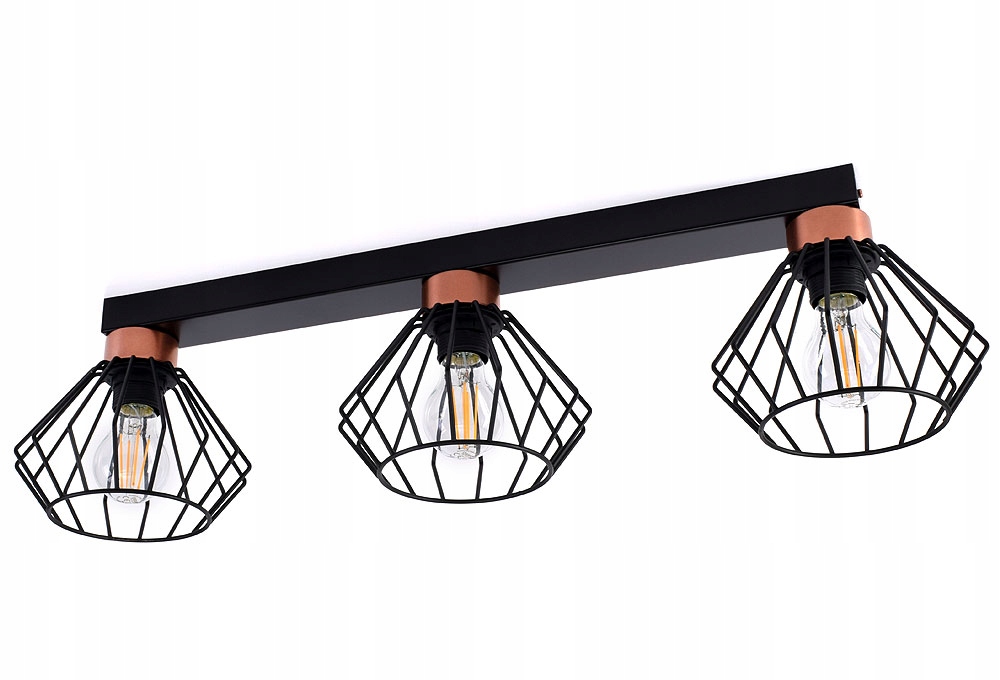 Stylowa lampa wisząca serii Rega TYP:1306, 3 abażury druciane brylant