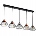 Stylowa lampa wisząca serii Kali TYP:1305-K, 5 drucianych abażurów brylant