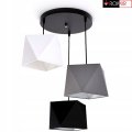 Lampa sufitowa serii Tola, z 3 kolorowymi abażurami diament na kablach TYP:1106-K