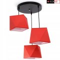 Lampa sufitowa serii Tola, z 3 kolorowymi abażurami diament na kablach TYP:1106-K