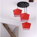 Lampa sufitowa serii Tola, z 3 kolorowymi abażurami diament na kablach TYP:1106-K