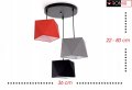 Lampa sufitowa serii Tola, z 3 kolorowymi abażurami diament na kablach TYP:1106-K