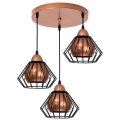 Stylowa lampa wisząca serii Gama TYP:1406k, 3 abażury druciane brylant