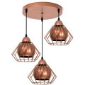 Stylowa lampa wisząca serii Gama TYP:1406k, 3 abażury druciane brylant
