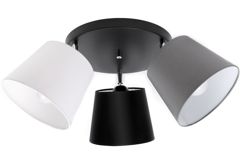 Lampa sufitowa serii Meba, z 3 stożkowymi abażurami z regulacją TYP:1606