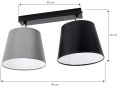 Lampa sufitowa serii Meba, z 2 stożkowymi abażurami z regulacją TYP:1602