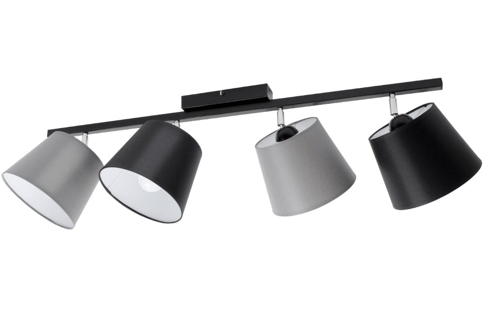 Lampa sufitowa serii Meba, z 4 stożkowymi abażurami z regulacją T