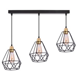 Lampa sufitowa 3 z abażurami drucianymi 2223